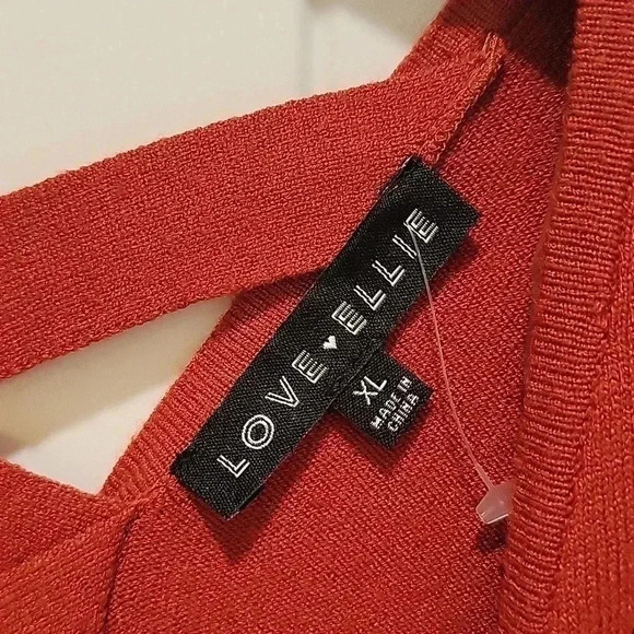 Love Ellie V Neck Lightweight Sweater Criss Cross V Back Burnt Orange Size XXL - Picture 3 of 8